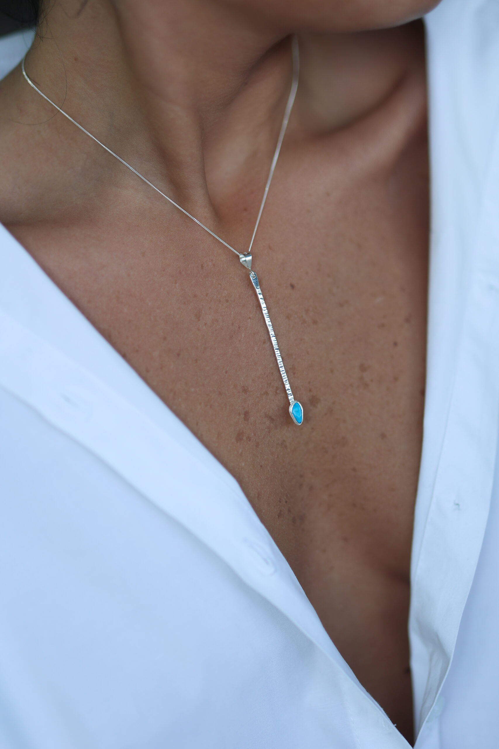 IKANI ხელნაკეთი ვერცხლის გულსაკიდი - სამკაული ქალებისთვის მარჯანი, ფირუზი - სურათი 2