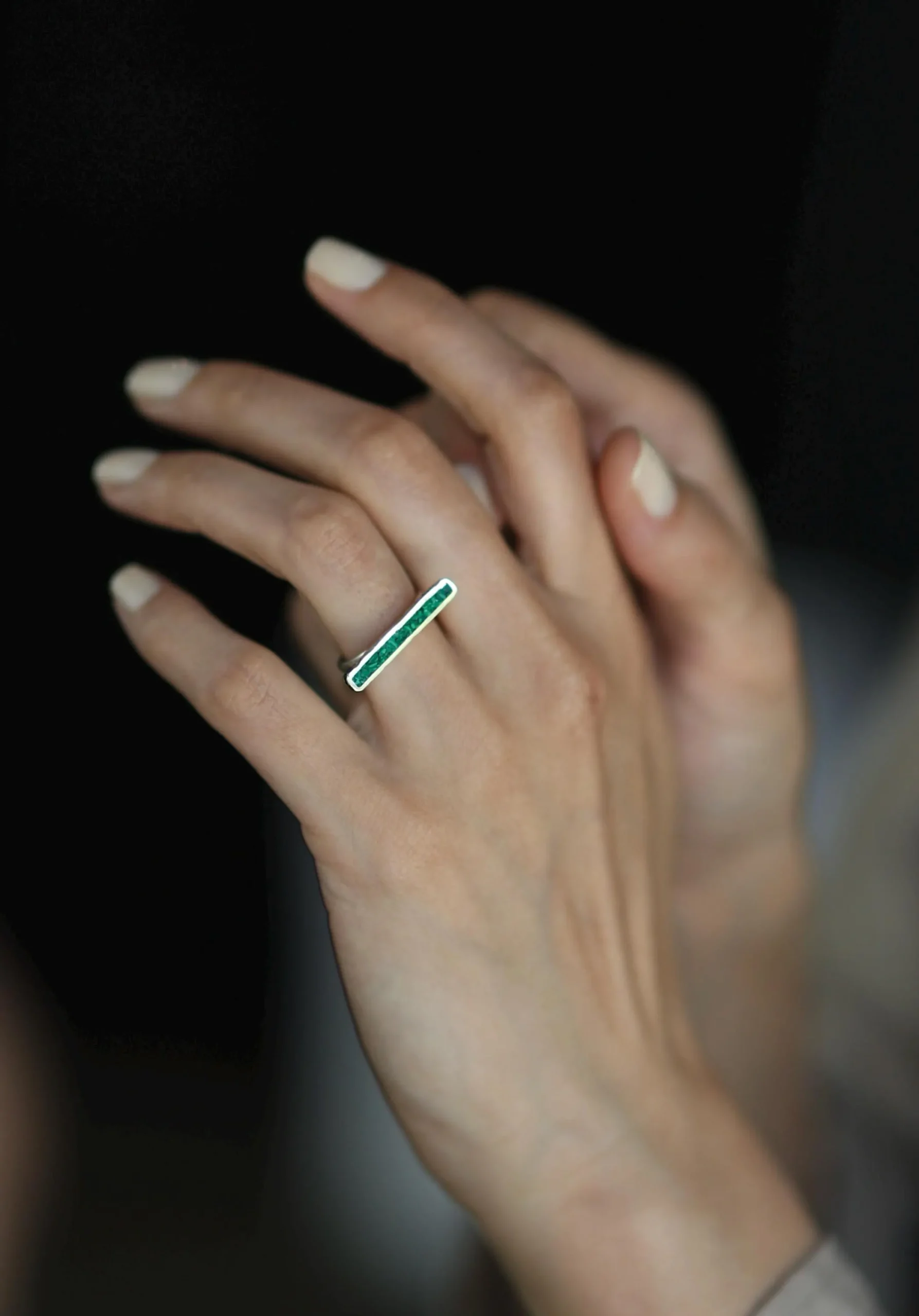 IKANI ხელნაკეთი ვერცხლის ბეჭედი - სამკაული ქალებისთვის, 4 ფერის ძვირფასი ქვა, ფირუზი, მარჯანი, მარგალიტი, მალაქიტი - სურათი 3