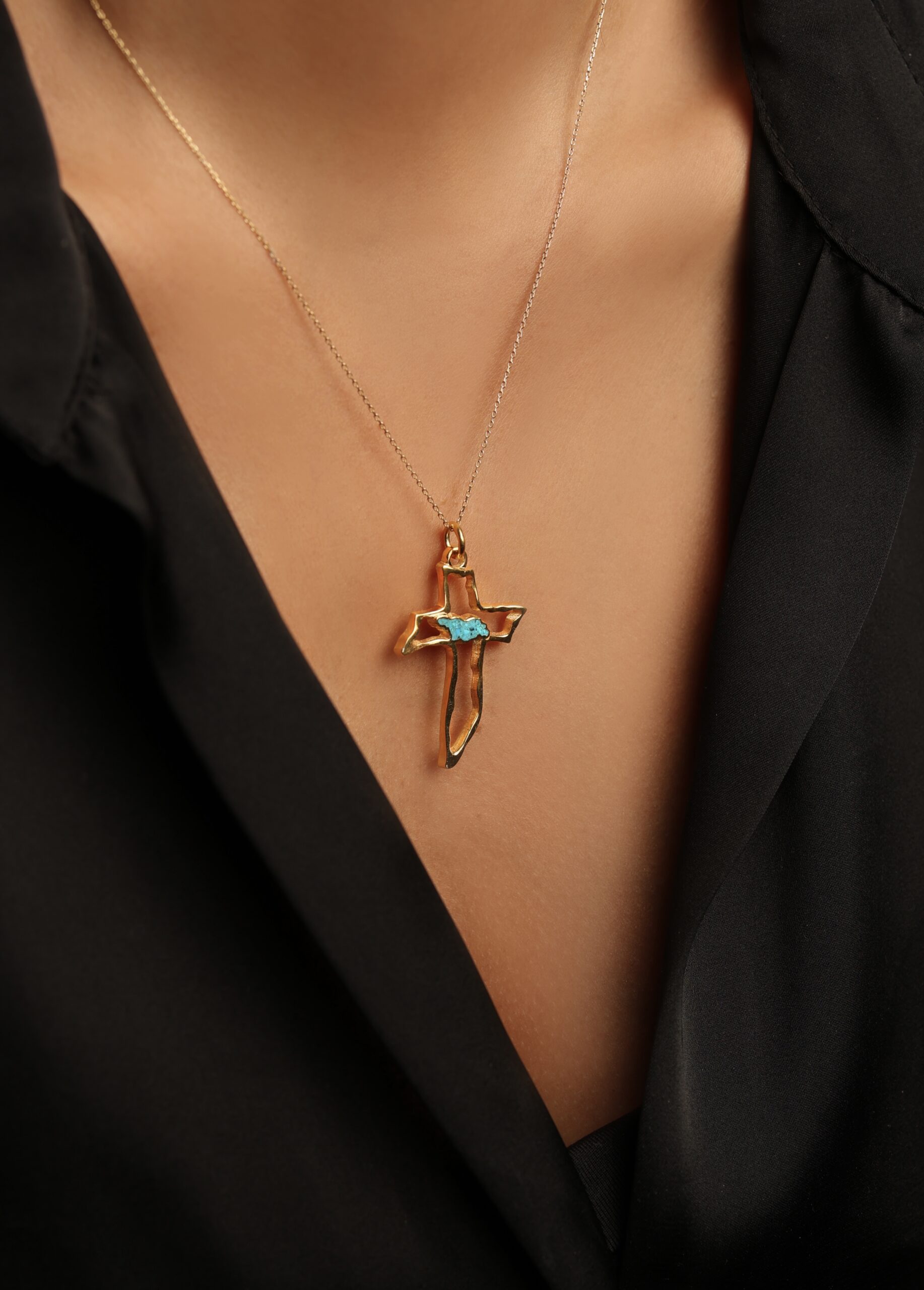 IKANI ხელნაკეთი ვერცხლის გულსაკიდი, ჯვარი საქართველოს ფორმის დამზადებულია უმაღლესი 925 სინჯის ვერცხლით - სურათი 4