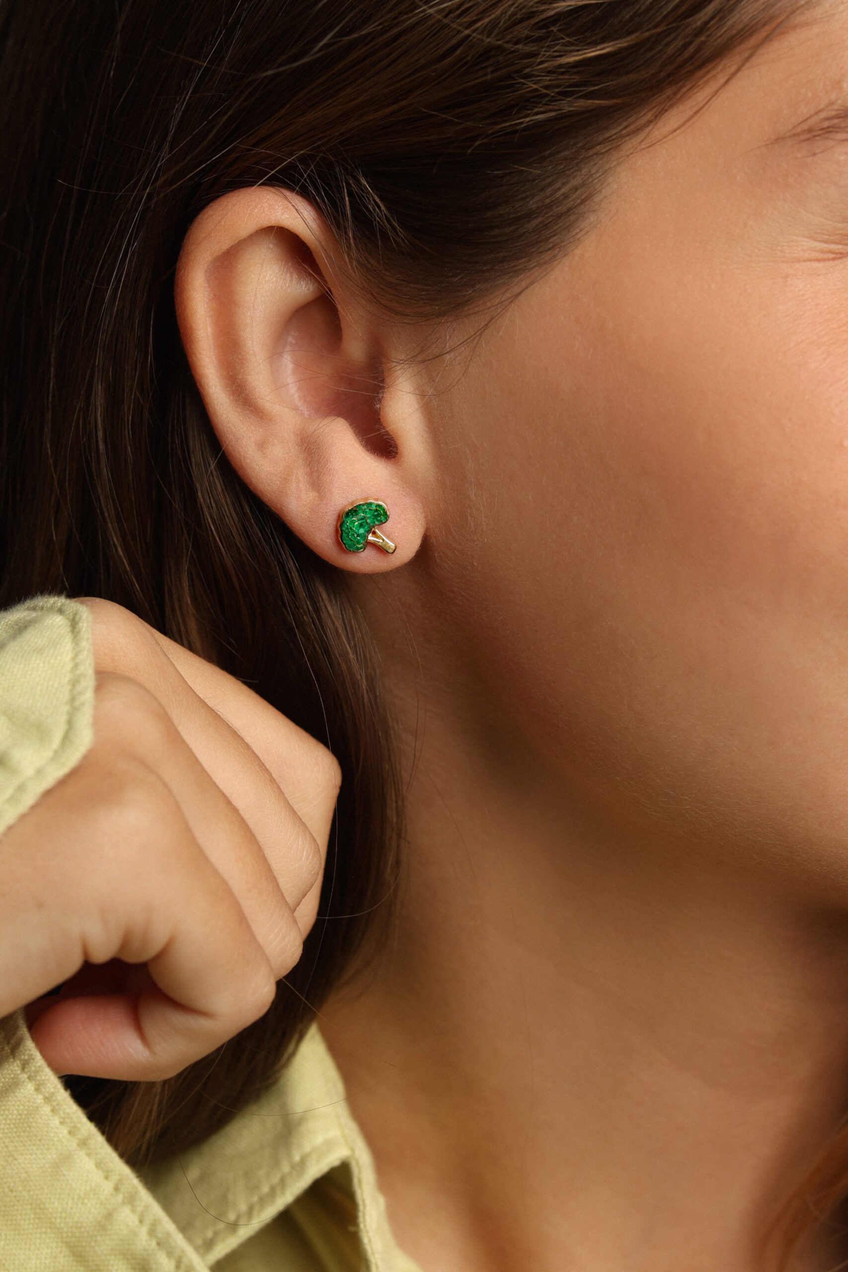 IKANI ბროკოლის კოლექცია ხელნაკეთი ვერცხლის საყურე, დამზადებულია უმაღლესი 925 სინჯის ვერცხლით - სურათი 3